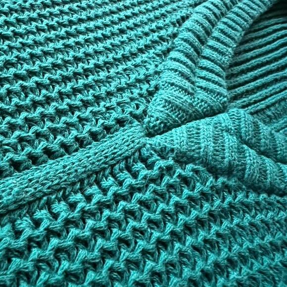 Vintage Eddie Bauer Ribbed Cotton Sweater • Teal V-Neck • XL • Outdoor - Picture 3 of 8
